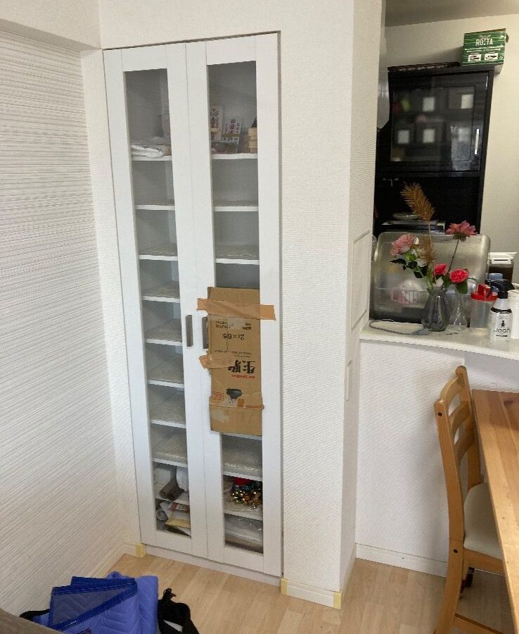 備え付け食器棚のFL3交換｜大野城市の施工写真