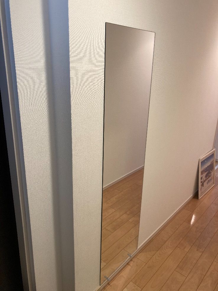 東京都窓にM5ミエミラー (オーダーミラー5㎜厚) 四方糸面フチ磨き加工を入れ替えた施工後の様子